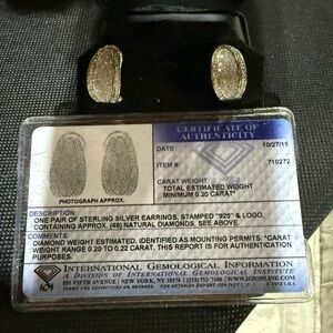 Diamonds.20ct Sterling Silver Earrings with IGA Certificate